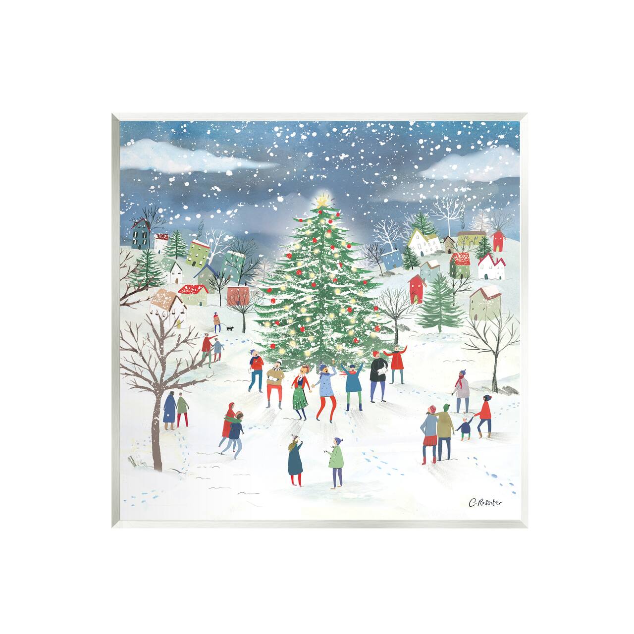 Stupell Industries Town Christmas Tree Celebration Wall Art Plaque